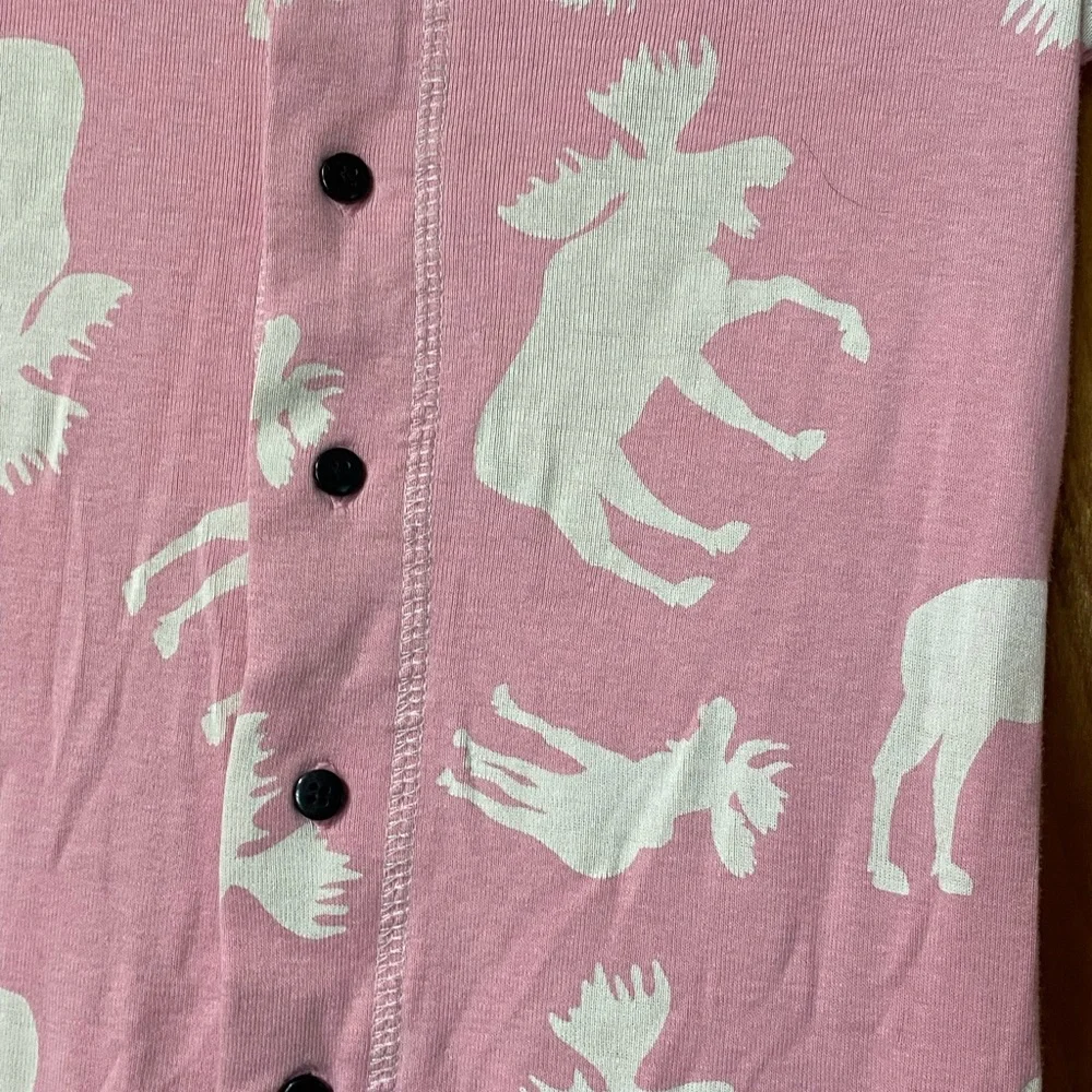Lazy One PINK MOOSE FLAPJACK PAJAMAS SZ 10